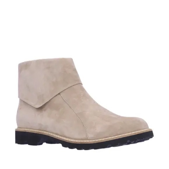 LDP Romila Taupe Suede Ankle Zip with Fold-Over Cuff Sz 6 BNWB - Picture 1 of 5
